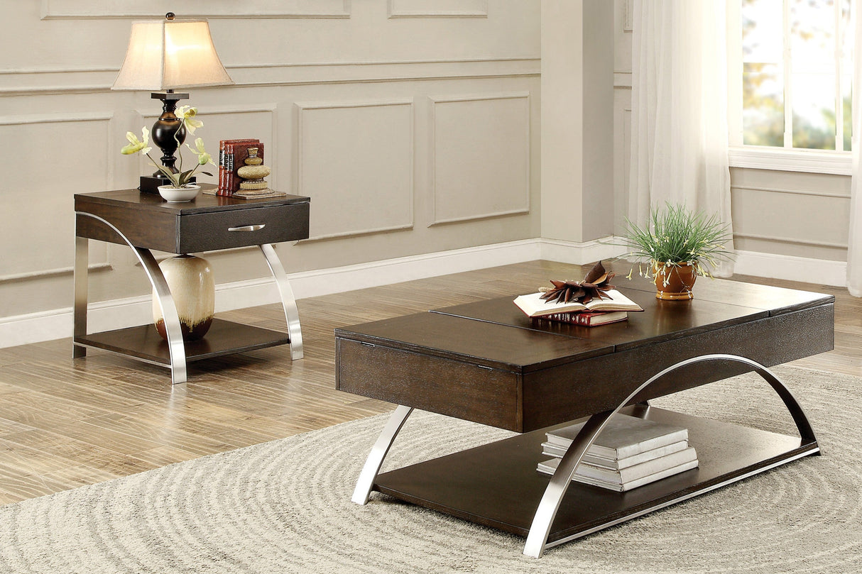 Tioga Espresso/Chrome End Table