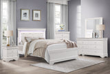 Lana White King LED Upholstered Panel Bed