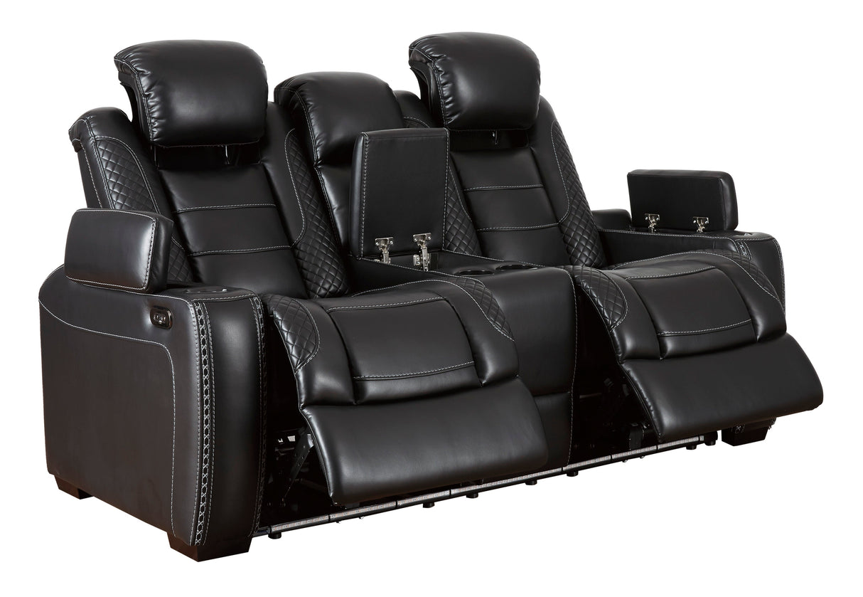 Party Time Midnight LED Power Reclining Living Room Set with Adjustable Headrest - Eve Furniture