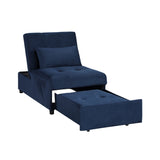 Garrell Blue Velvet Lift Top Storage Bench with Pull-out Bed