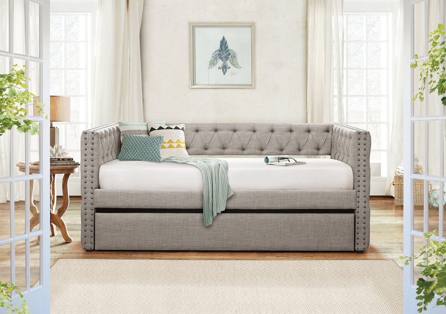 Adalie Gray Twin Daybed with Trundle