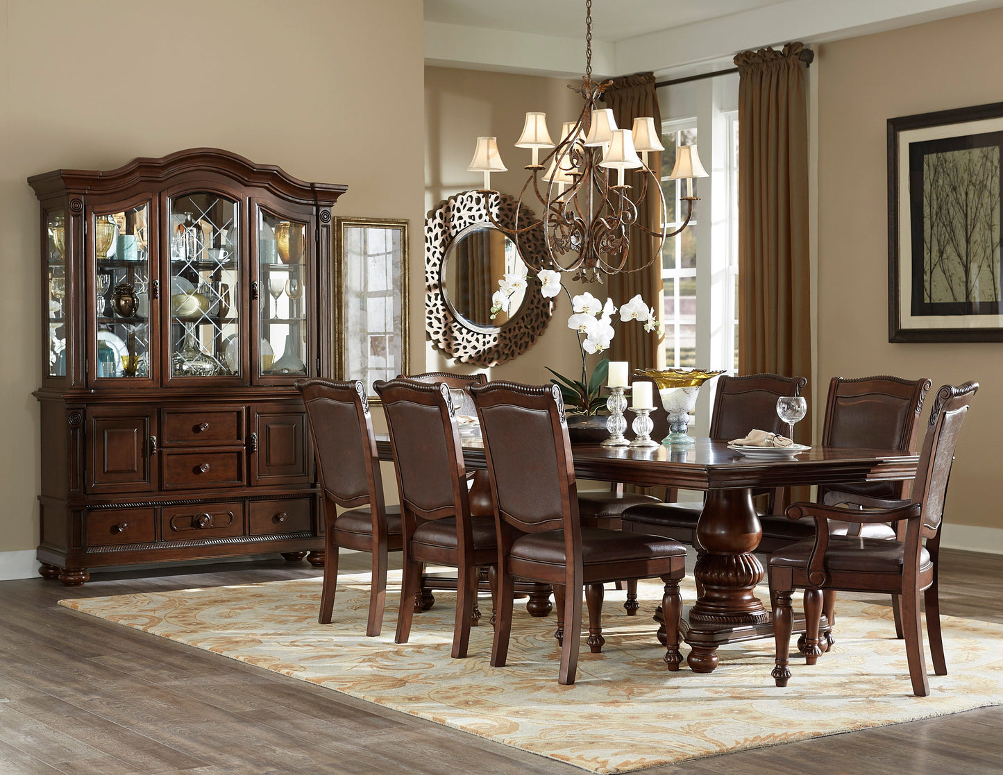 Lordsburg Brown Chery Extendable Dining Set