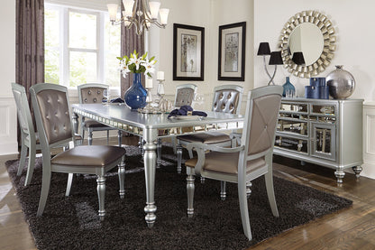 Orsina Silver Mirrored Extendable Dining Set