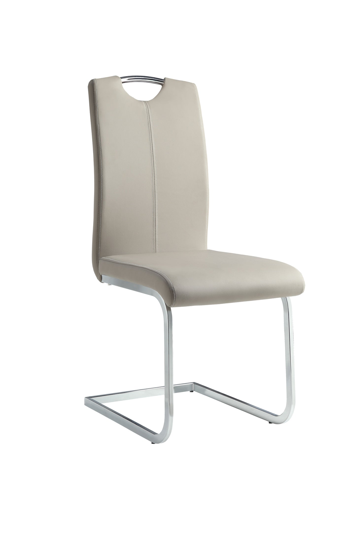 Glissand Chrome Metal/Gray Faux Leather Side Chair, Set of 2
