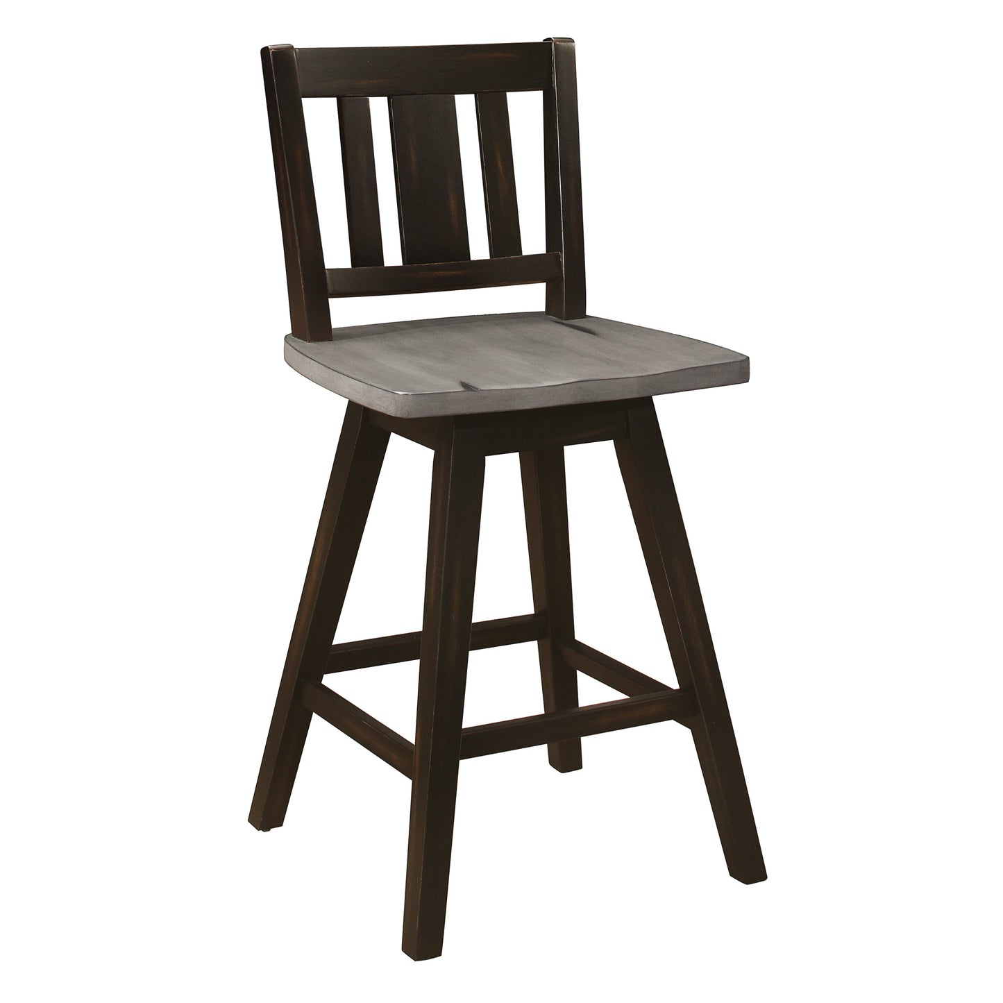 Amsonia Gray/Black Swivel Counter Height Chairs, Set of 2