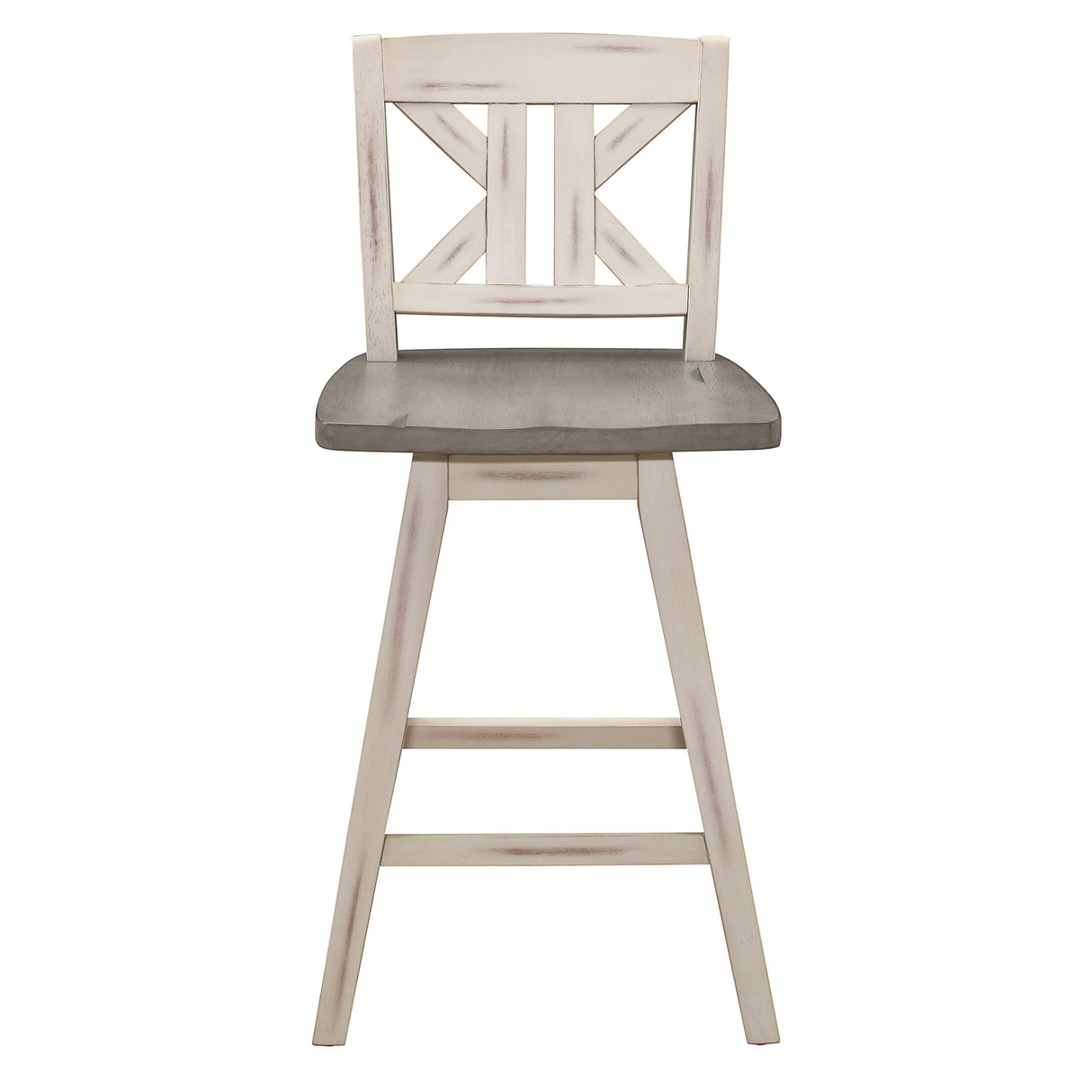 Amsonia White Swivel Pub Counter Height Chairs, Set of 2