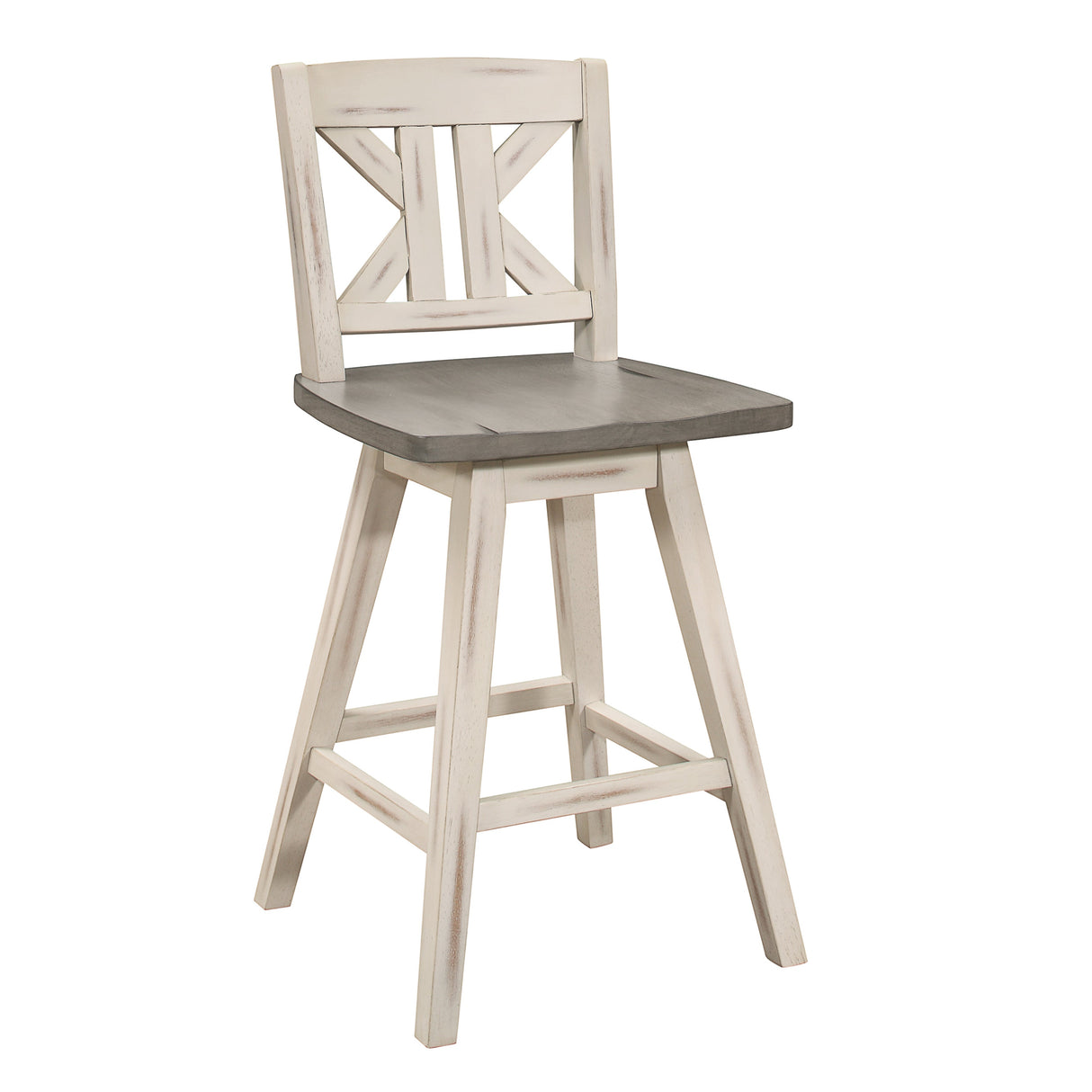 Amsonia White Swivel Pub Counter Height Chairs, Set of 2