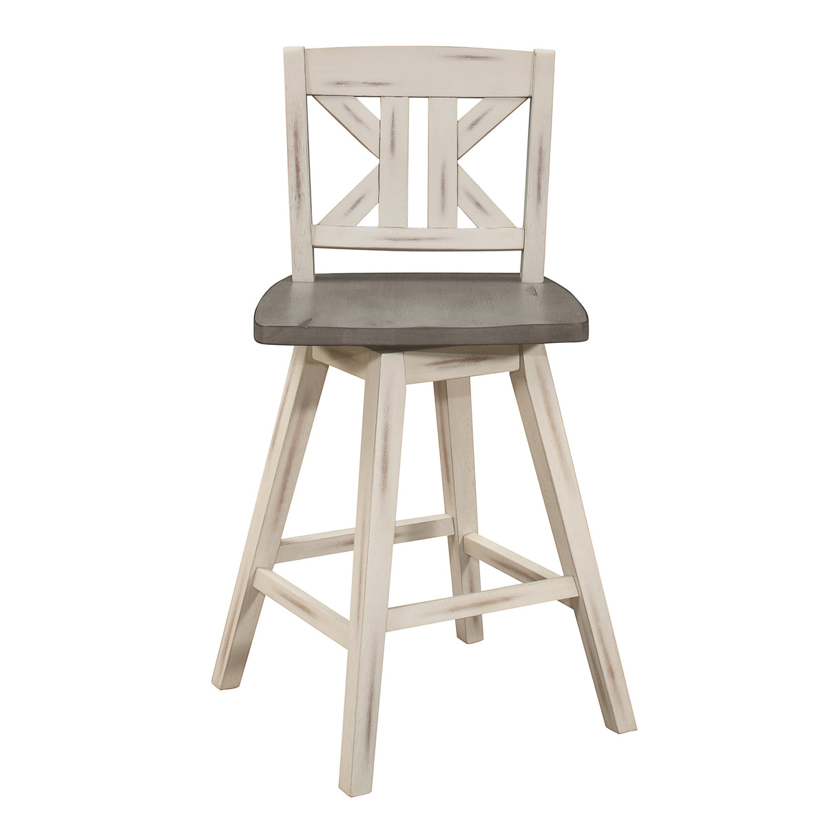 Amsonia White Swivel Pub Counter Height Chairs, Set of 2