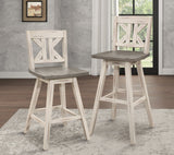 Amsonia White Swivel Pub Counter Height Chairs, Set of 2