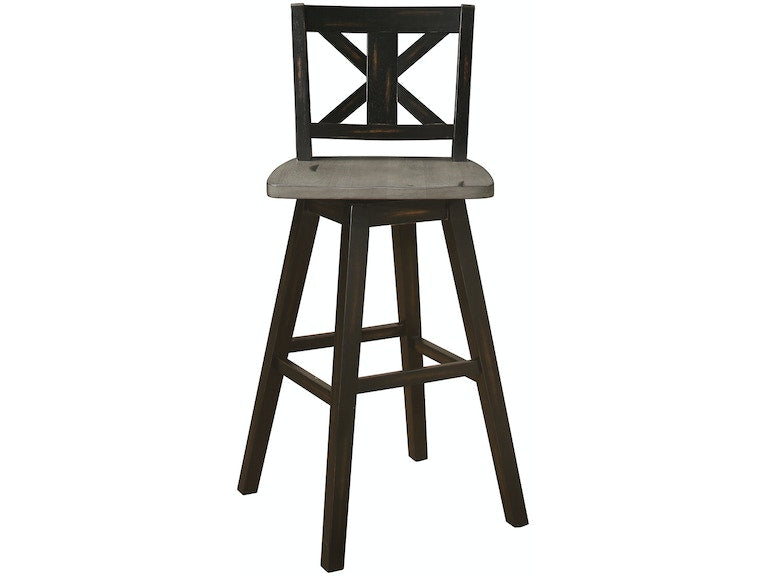 Amsonia Black Swivel Pub Counter Height Chairs, Set of 2