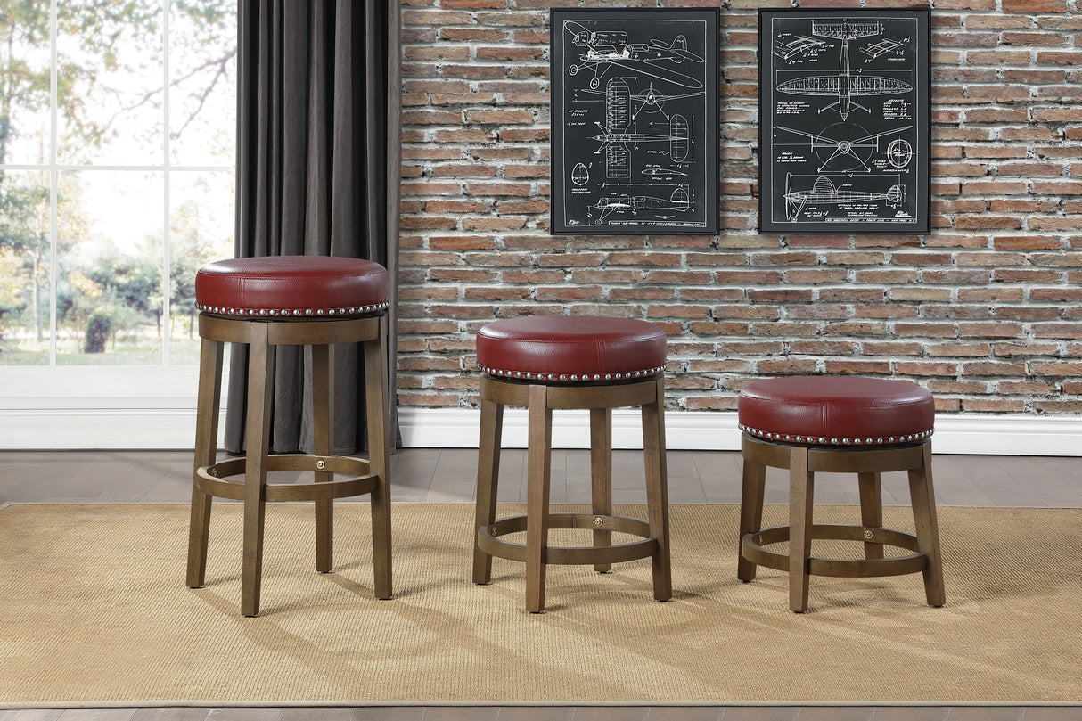 Westby Red/Brown Round Swivel Counter Height Stool, Set of 2