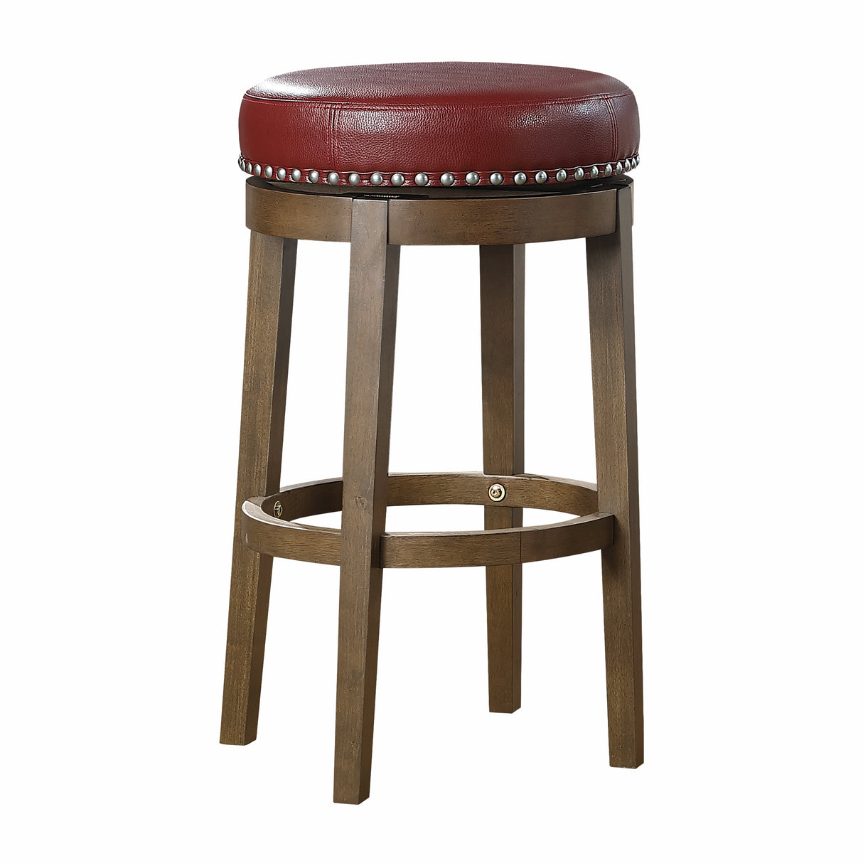 Westby Red/Brown Round Swivel Pub Height Stool, Red, Set of 2