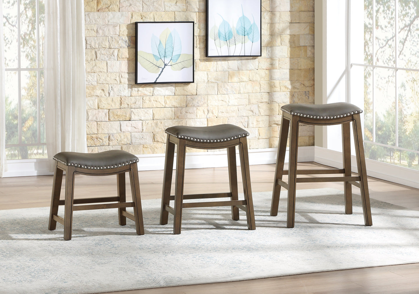 Ordway Gray/Brown Dining Stool, Gray