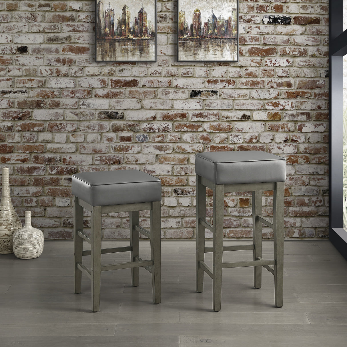 Pittsville Gray/Espresso Counter Height Stool, Set of 2