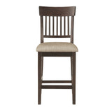 Balin Dark Brown Counter Height Chair, Slat Back, Set of 2