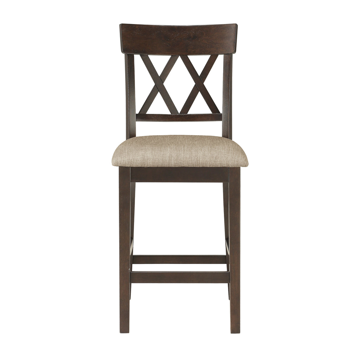 Balin Dark Brown Counter Height Chair, Double X Back, Set of 2