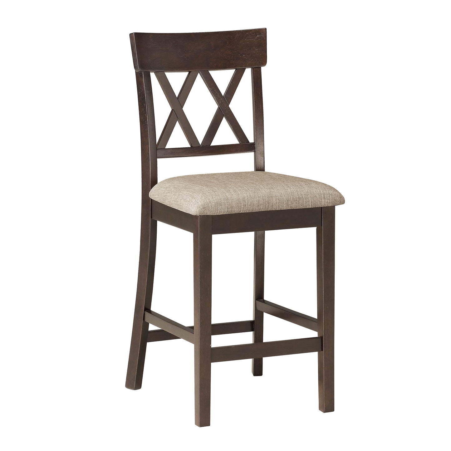 Balin Dark Brown Counter Height Chair, Double X Back, Set of 2