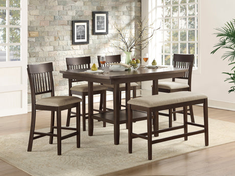 Balin Dark Brown Counter Height Table with Lazy Susan