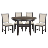 Asher Black/Brown Round 5-Piece Dining Room Set