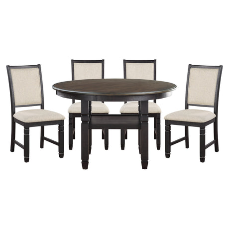 Asher Black/Brown Round 5-Piece Dining Room Set