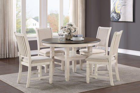 Asher Antique White/Brown Round Dining Table