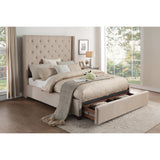Fairborn Beige Queen Upholstered Storage Platform Bed