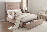 Fairborn Brown Queen Upholstered Storage Platform Bed
