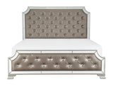 Avondale Silver Queen Mirrored Upholstered Panel Bed