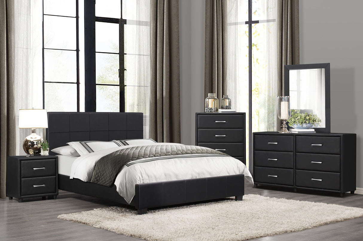 Lorenzi Black Upholstered Platform Bedroom Set - Eve Furniture