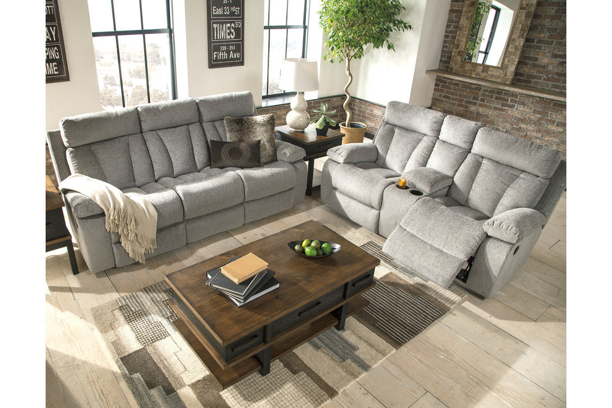 Mitchiner Fog Reclining Sofa with Drop Down Table