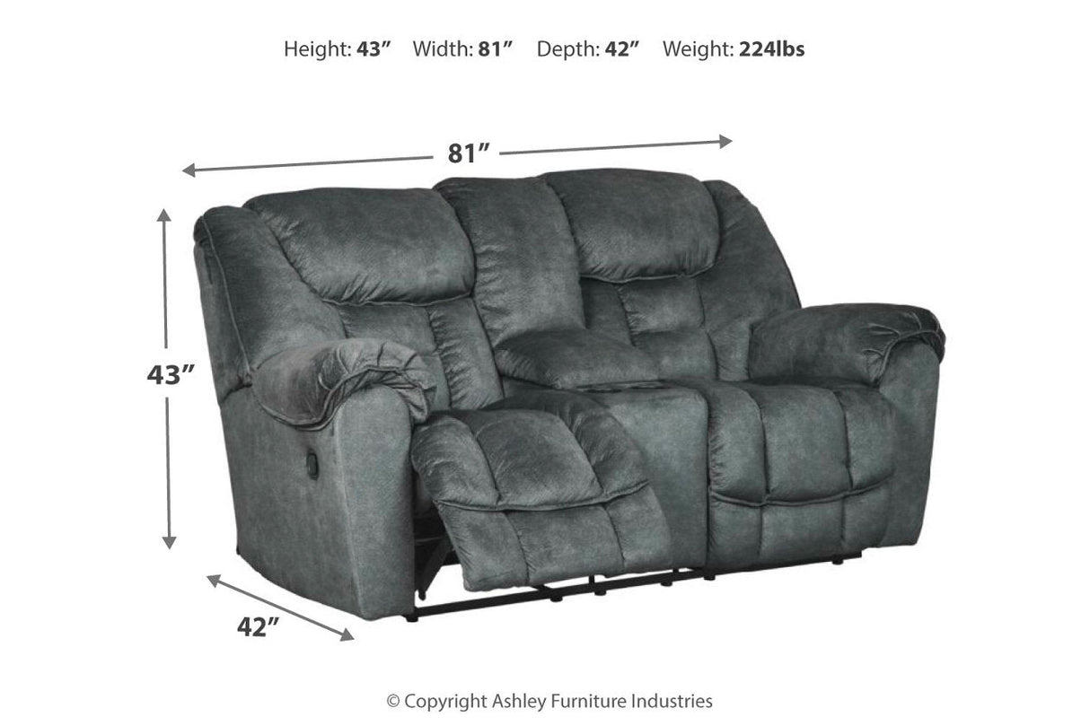 Capehorn Granite Reclining Loveseat with Console