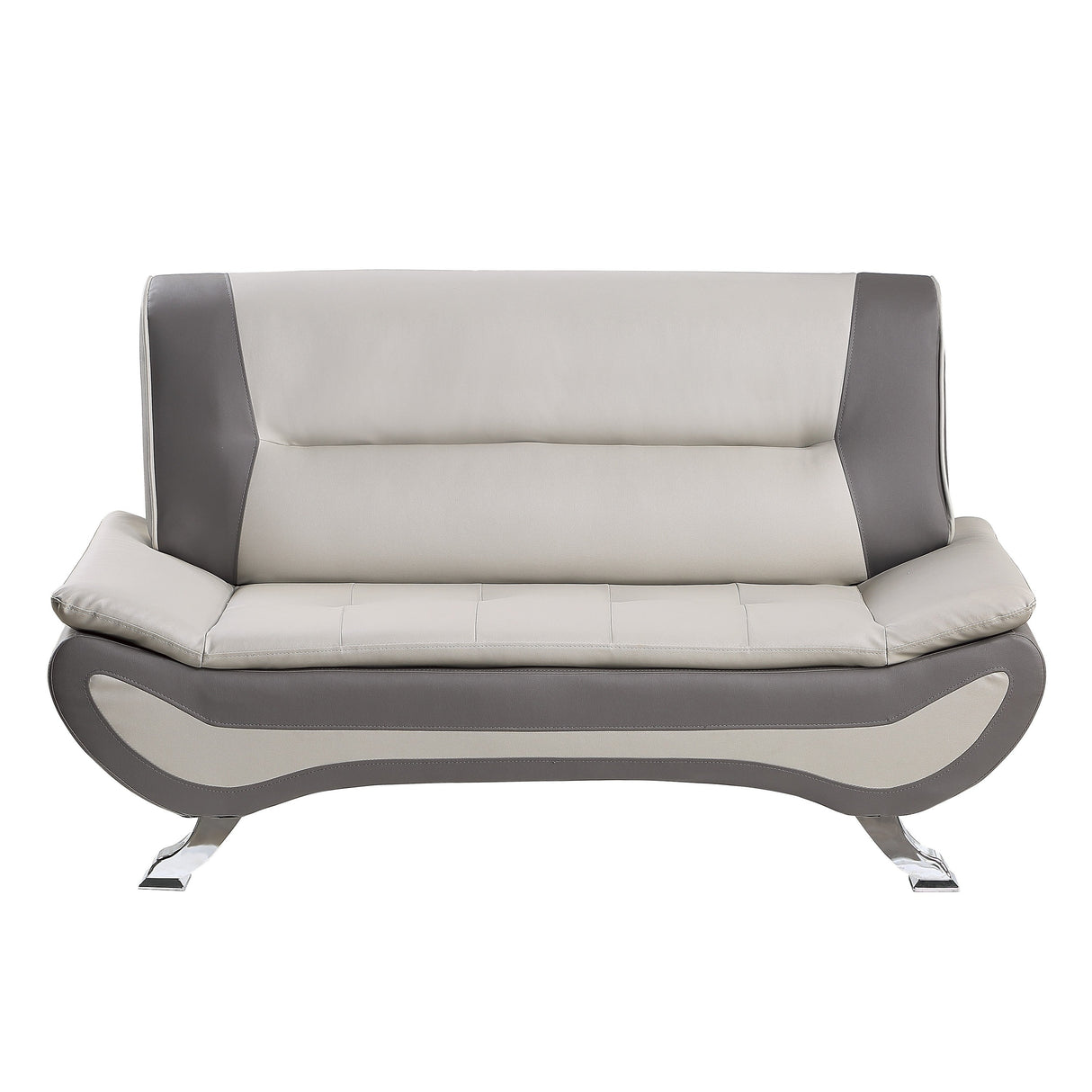 Veloce Beige/Gray Faux Leather Loveseat