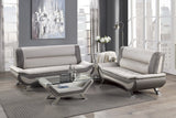 Veloce Beige/Gray Faux Leather Loveseat