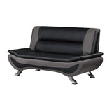 Veloce Black/Gray Faux Leather Loveseat