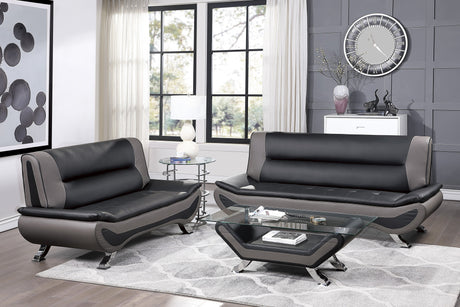 Veloce Black/Gray Faux Leather Sofa