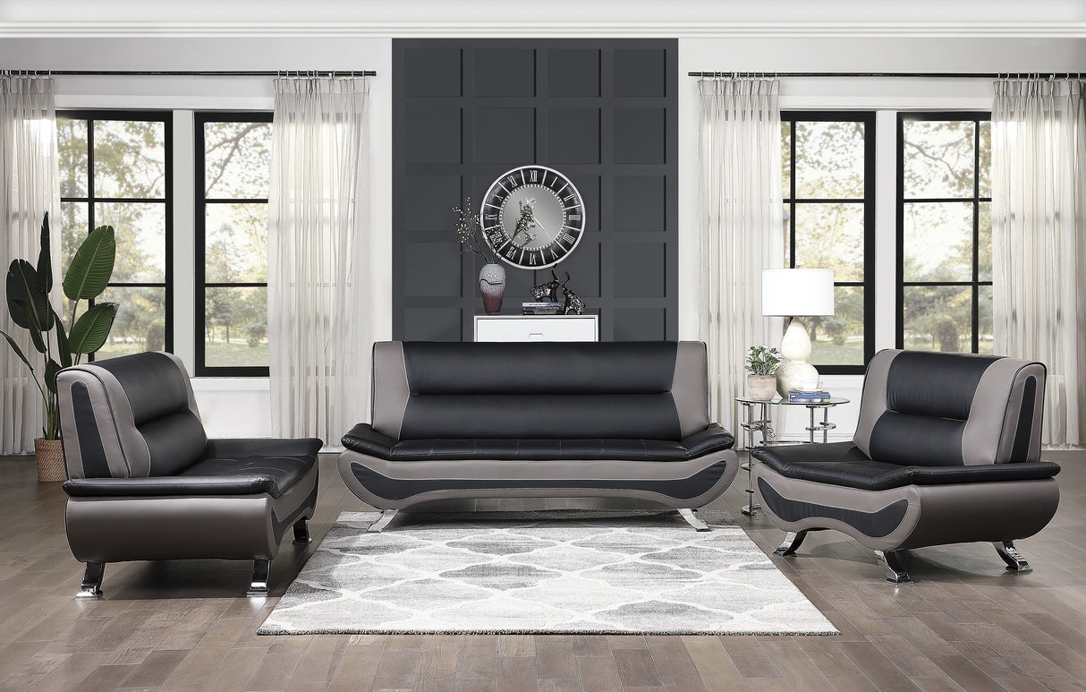 Veloce Black/Gray Faux Leather Sofa