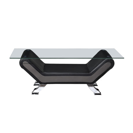 Veloce Black/Gray Faux Leather  Cocktail Table
