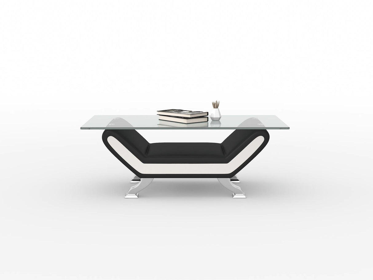 Veloce Black/Gray Faux Leather  Cocktail Table