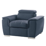 Ferriday Blue Chair with Pull-out Ottoman