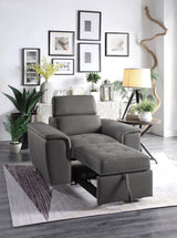 Ferriday Gray Chair with Pull-out Ottoman