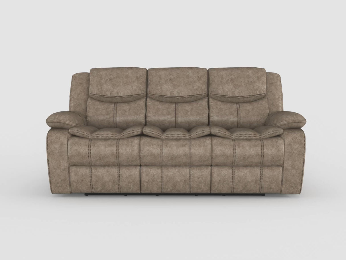 Bastrop Brown Fabric Double Reclining Sofa