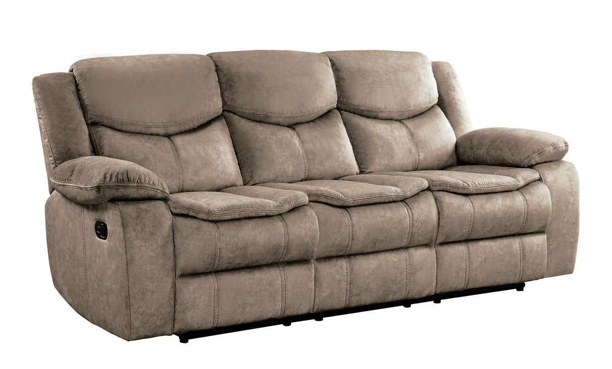 Bastrop Brown Fabric Double Reclining Sofa