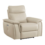 Maroni Taupe Leather Power Reclining Chair