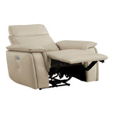 Maroni Taupe Leather Power Reclining Chair