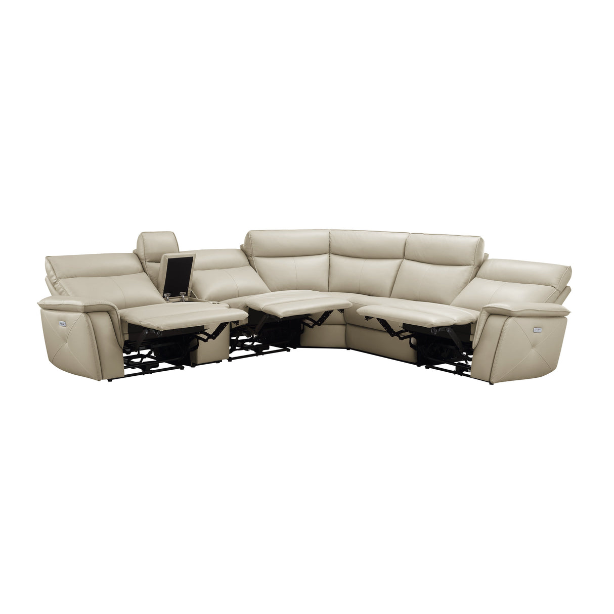Maroni Taupe Leather 6-Piece Modular Power Reclining Sectional
