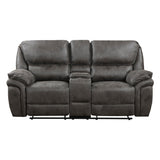 Proctor Gray Microfiber Double Reclining Love Seat with Center Console