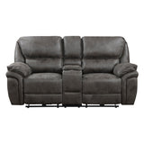 Proctor Gray Microfiber Power Double Reclining Love Seat with Center Console