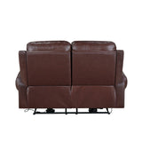 McCall Brown Leather Power Double Reclining Love Seat with Power Headrests