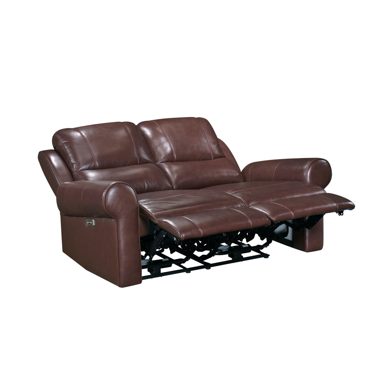 McCall Brown Leather Power Double Reclining Love Seat with Power Headrests