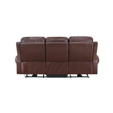 McCall Brown Leather Power Double Reclining Sofa with Power Headrests